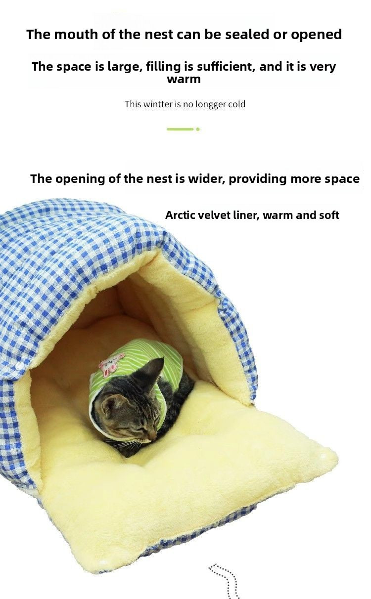 Cozy All-Season Closed Pet Bed with Removable Washable Design