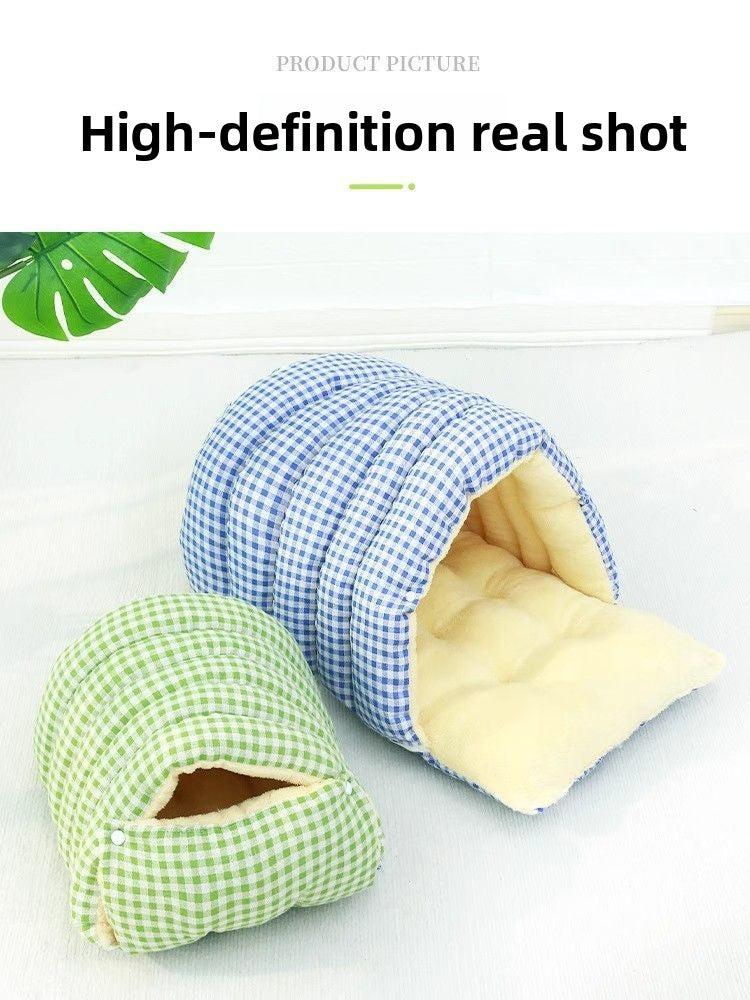 Cozy All-Season Closed Pet Bed with Removable Washable Design