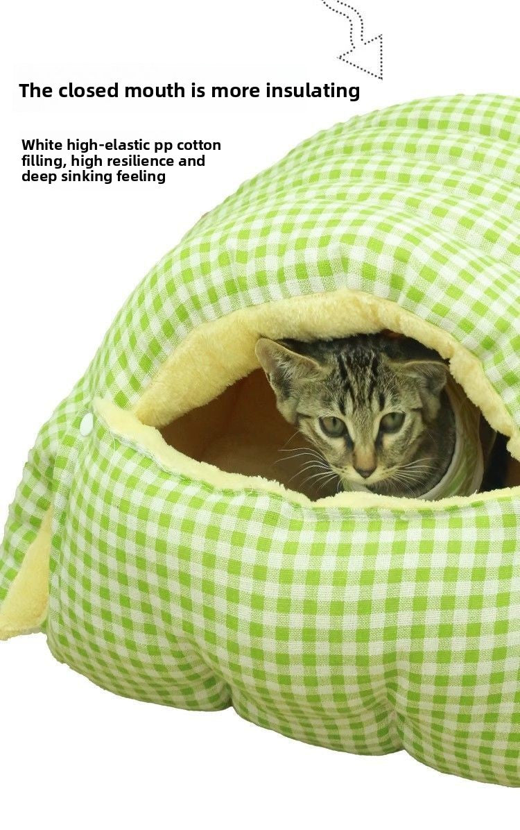 Cozy All-Season Closed Pet Bed with Removable Washable Design