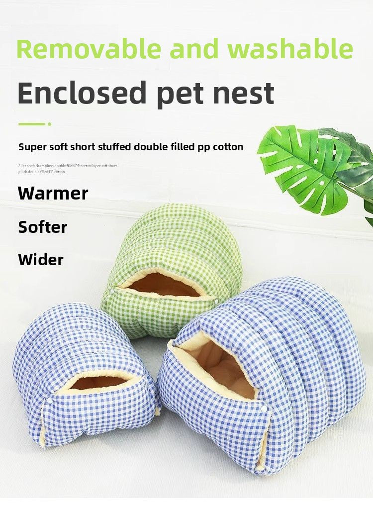 Cozy All-Season Closed Pet Bed with Removable Washable Design